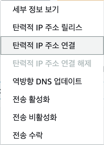 탄력적 IP 주소 연결