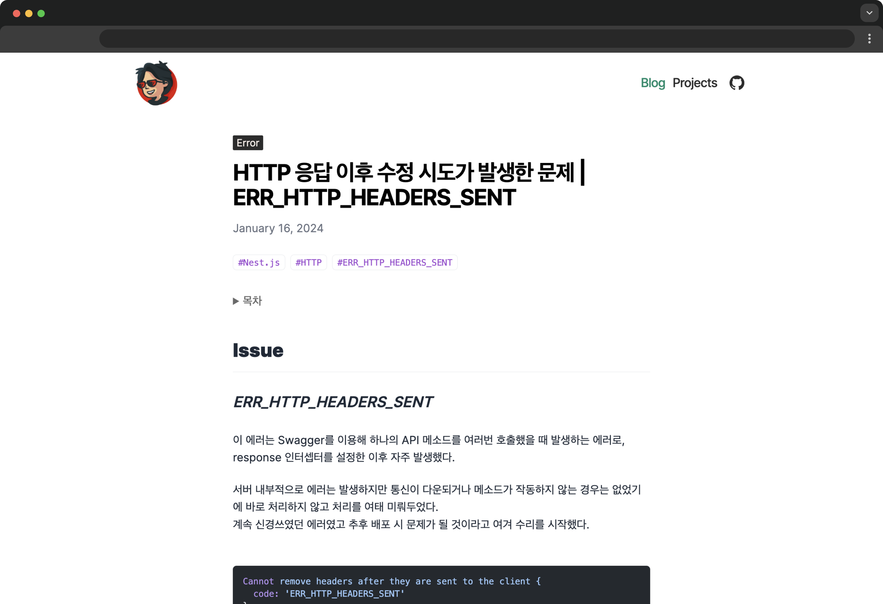 개발 기록 상세 화면